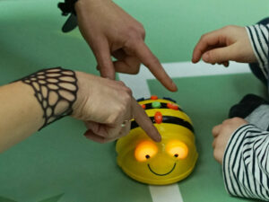 Beebot programmable robot being played with in a classroom
